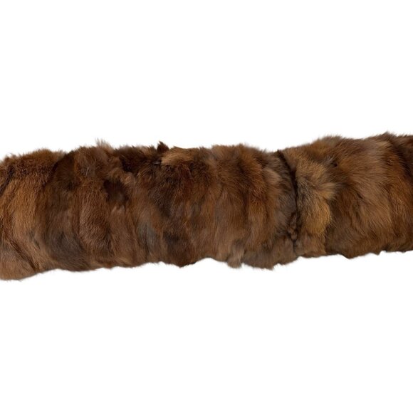 Genuine Rabbit Fur Lumbar Pillow leather Luxe Brown Real Fur Home Decor 42”x5” - Picture 5 of 9